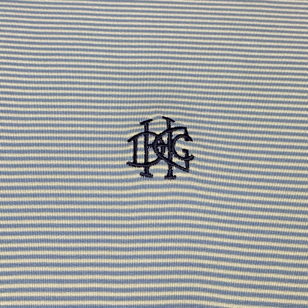 Holderness & Bourne Perkins Detroit Golf Club Polo Shirt Men L Blue White Stripe - Picture 3 of 9